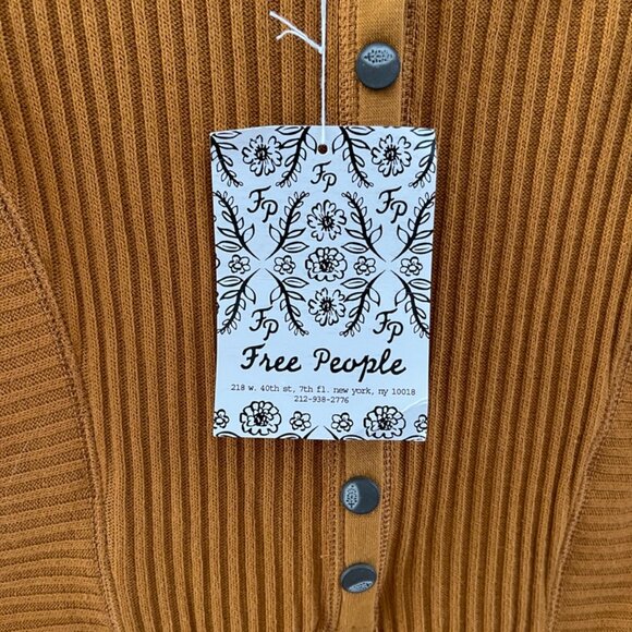 Free People All Ribbed Out Solid Golden Ochre Size XS - Picture 2 of 6